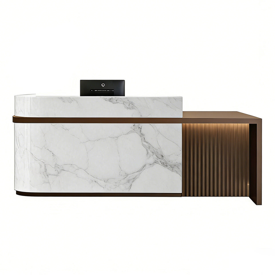 Curved Reception Desk 47-157 in Wide with Transaction Counter for Salon