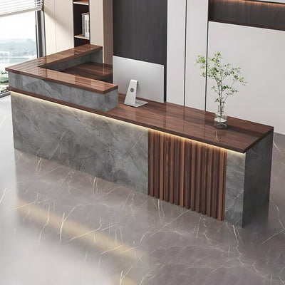 Minimalist L-Shaped Reception Desk with Corner Storage Cabinet（In Stock）