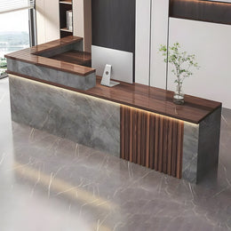 Minimalist L-Shaped Reception Desk with Corner Storage Cabinet（In Stock）