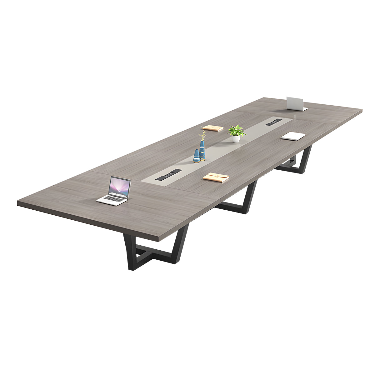Sleek Modern Conference Table with Thick Top & Steel-Leg Frame for Large Offices and Meeting Rooms HYZ-2032