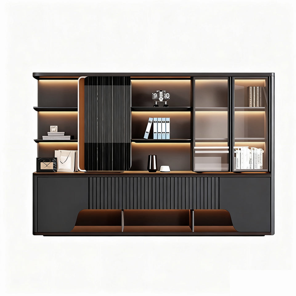 Modern Office Furniture Warm-Toned Executive Desk Boss Table with Side Cabinet L-Shape Corner Desk LBZ-1094