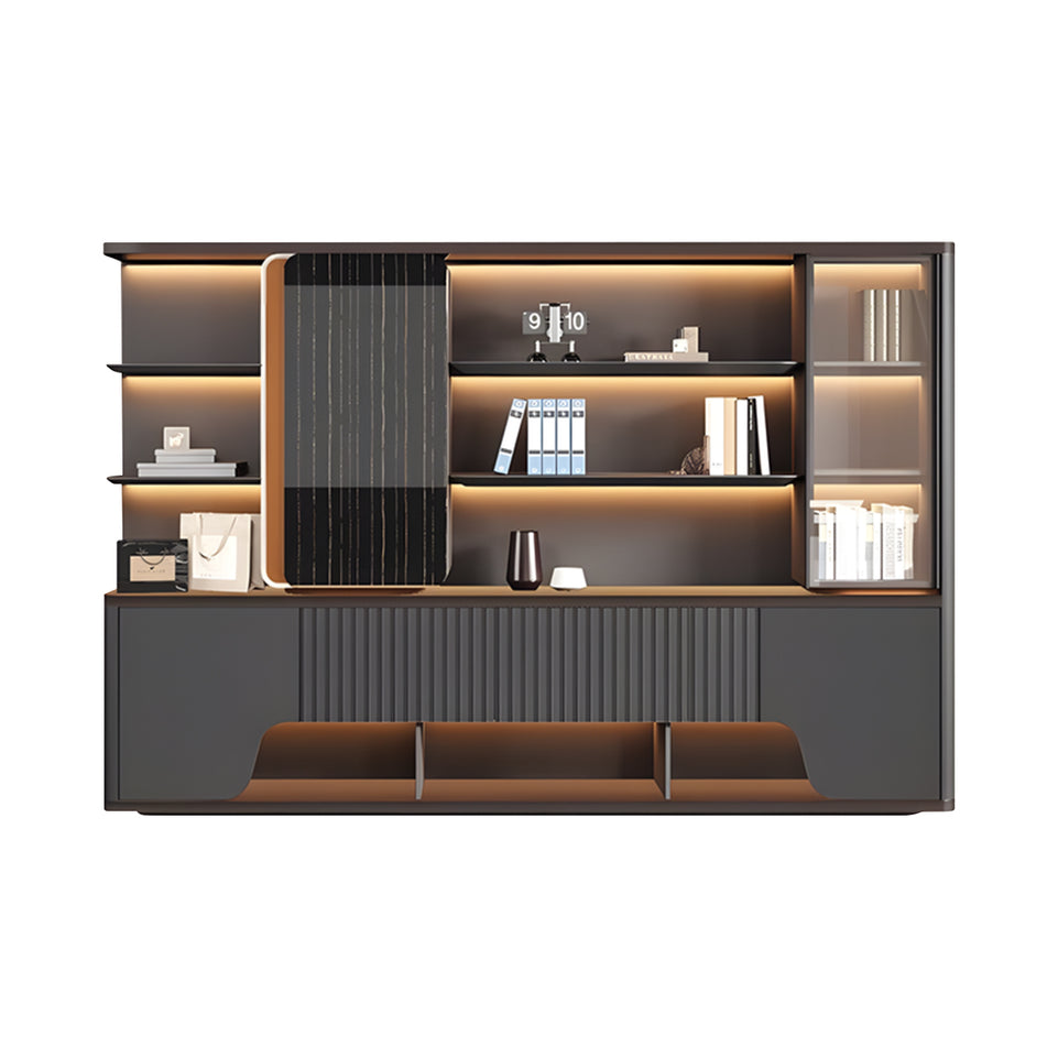 Modern Executive Desk 79-126 in Wide with Side Storage, Lockable & File Drawers