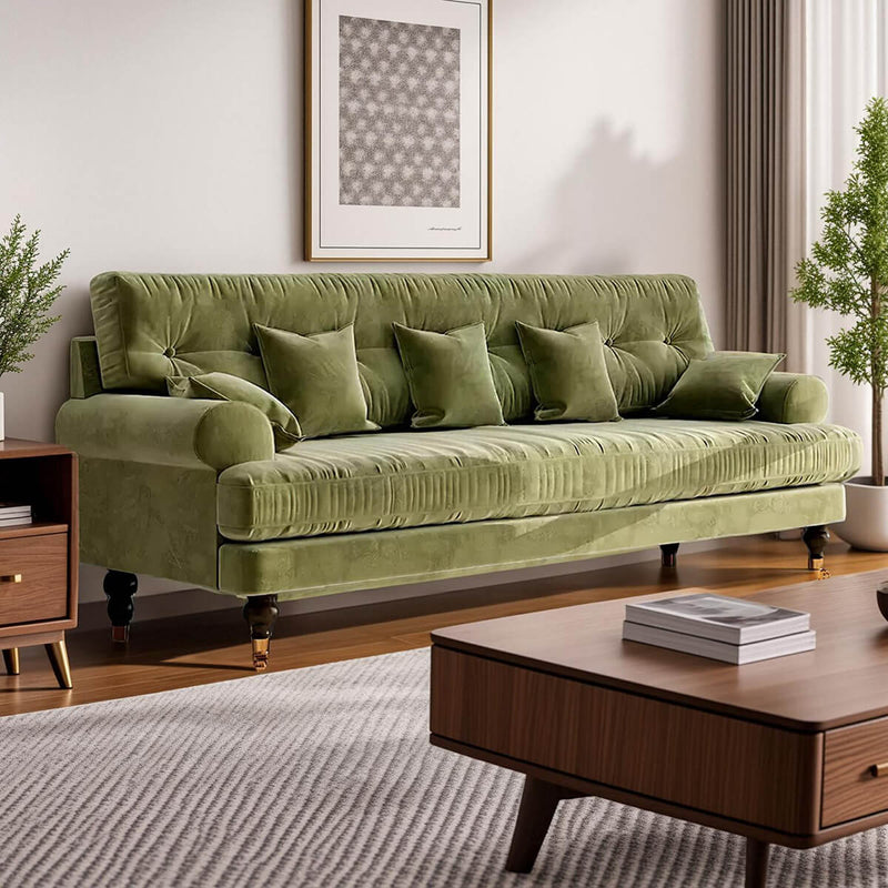 Modern Sofa 35-94 in Wide with Velvet & Solid Wood for Reception Area