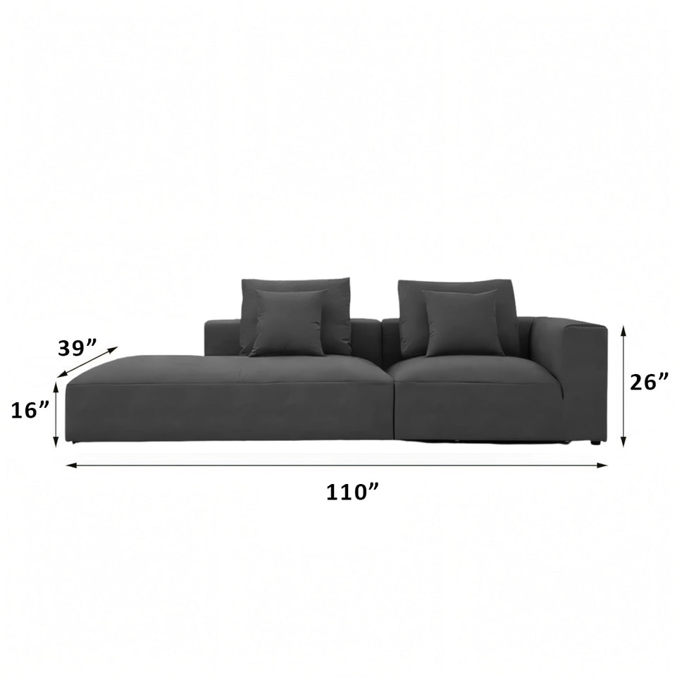 Italian Minimalist Tech Cloth Sectional Sofa Brown Chaise Lounge BSF-2005