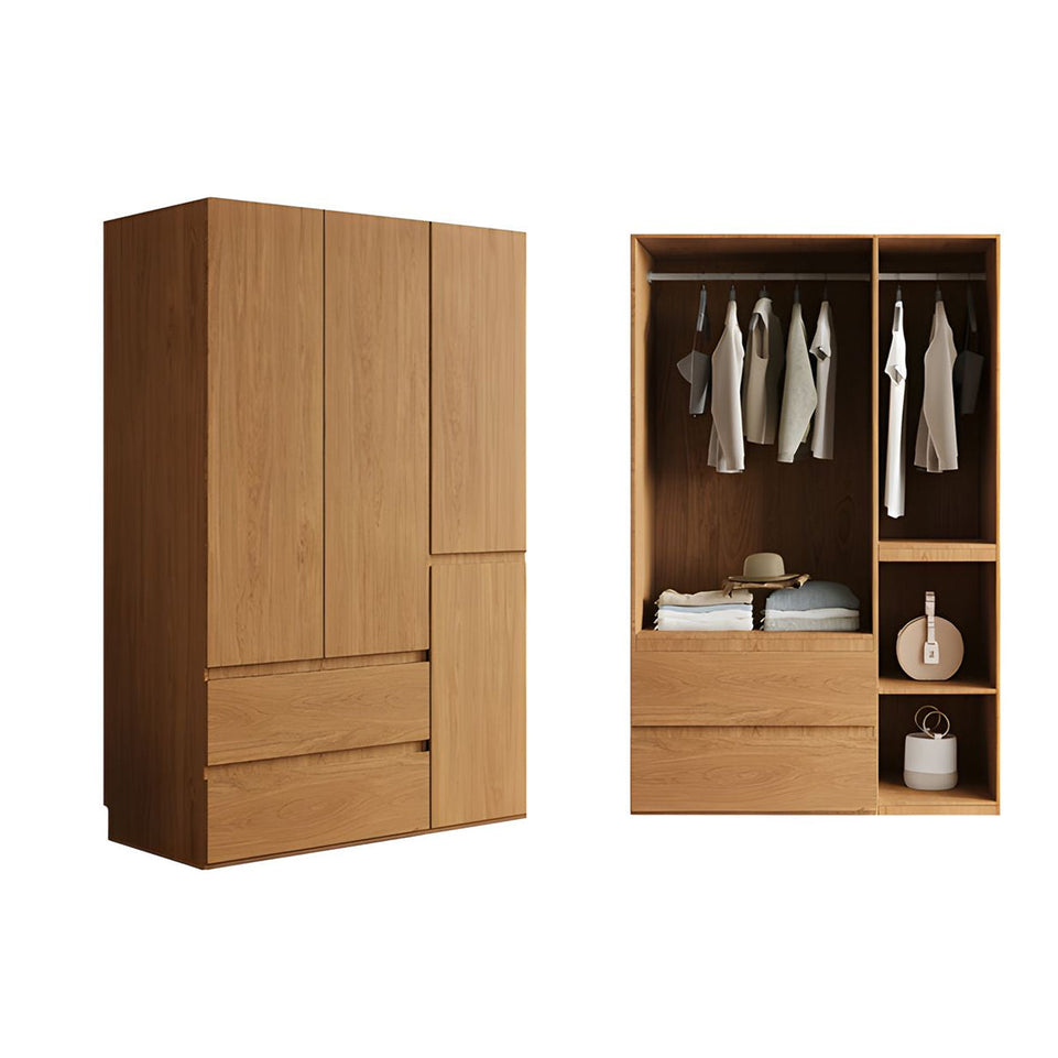 Vintage Wardrobe with Grooved Handle & Hanging Rod for Bedroom CWG-2136