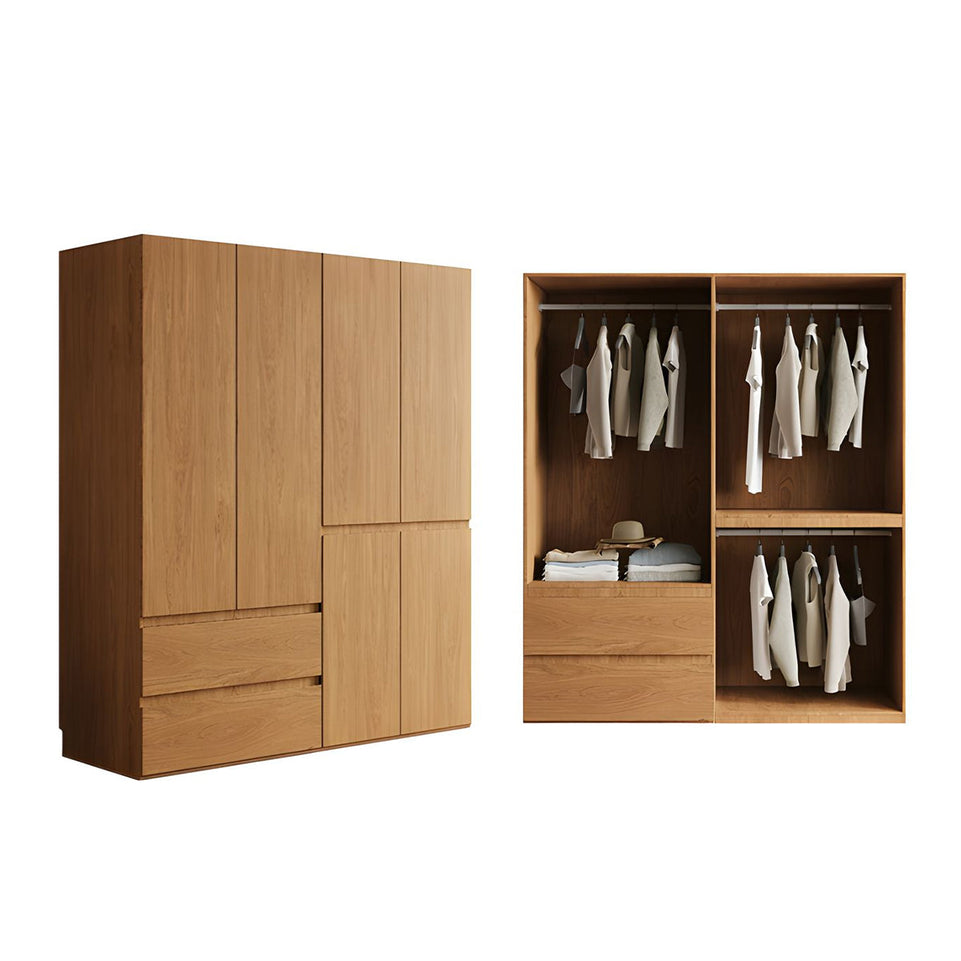 Vintage Wardrobe with Grooved Handle & Hanging Rod for Bedroom CWG-2136