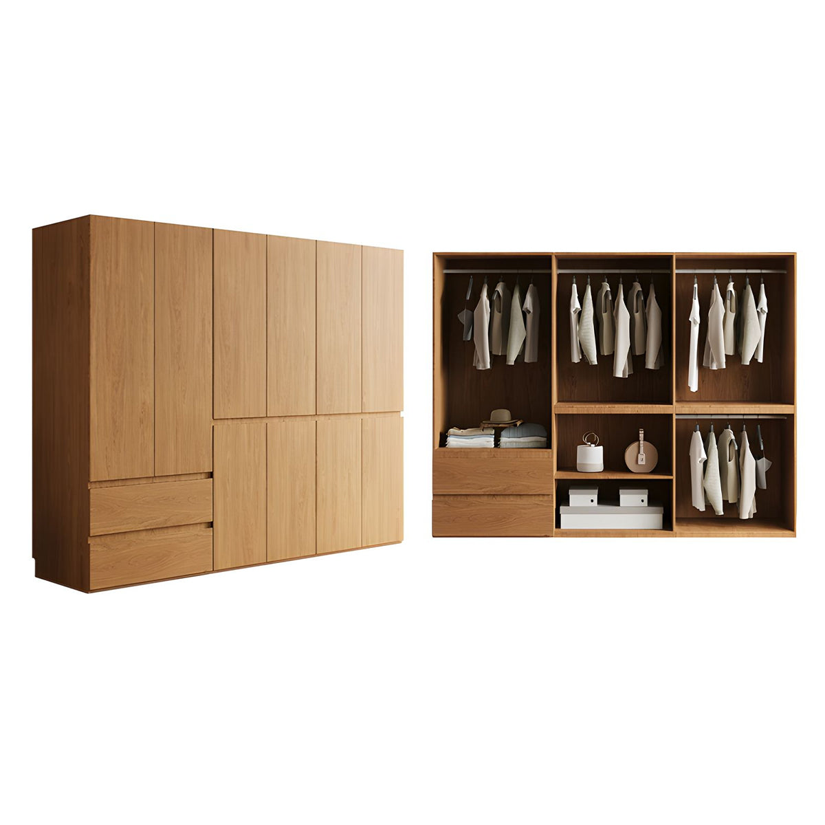 Vintage Wardrobe with Grooved Handle & Hanging Rod for Bedroom CWG-2136