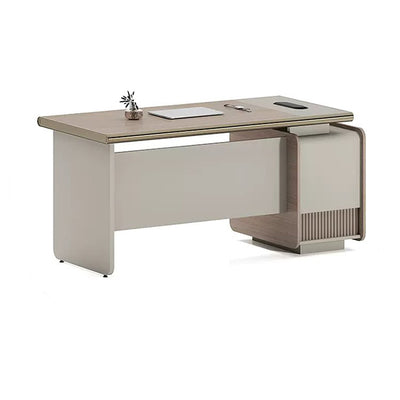 Modern and Luxurious Executive Desk with Aluminum Alloy Edges and  High Capacity Side Cabinet LBZ-10168