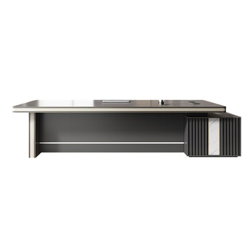 Modern L-Shaped Executive Desk with Multimedia Cable Box LBZ-2123