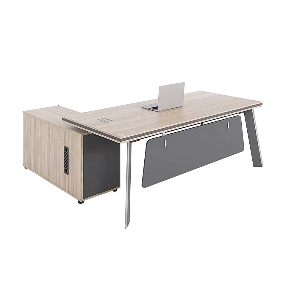 Minimalist Modern Executive Desk with Drawers and Partition LBZ-10121-W (West Coast)