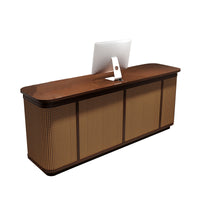 Rattan Straight Reception Desk with Multi-Drawer and Keyboard Tray for Inns and Salons JDT-108