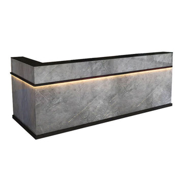 Curved Reception Desk 71-134 in Wide with Keyboard Tray, Lockable & LED Lighting for Salon