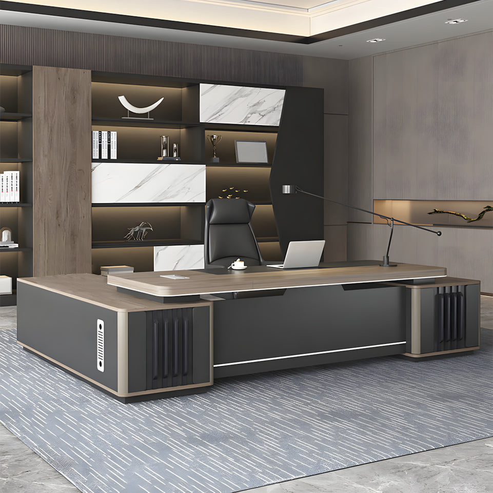 Modern L-Shaped Executive Desk with Combination Lock Drawers LBZ-2111