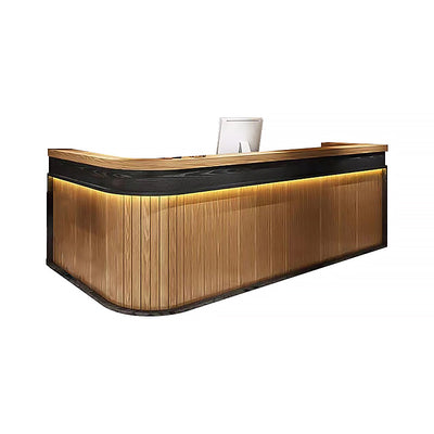 Striped L-Shaped Front Desk with Multi-Storage for Bars and BBQ Restaurants JDT-10114