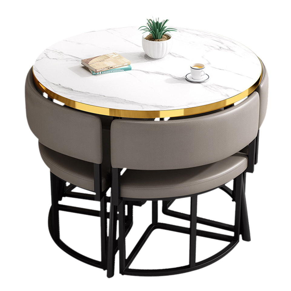 Modern Office Reception Round Table with 4 Backrest Chairs JDZH-2019