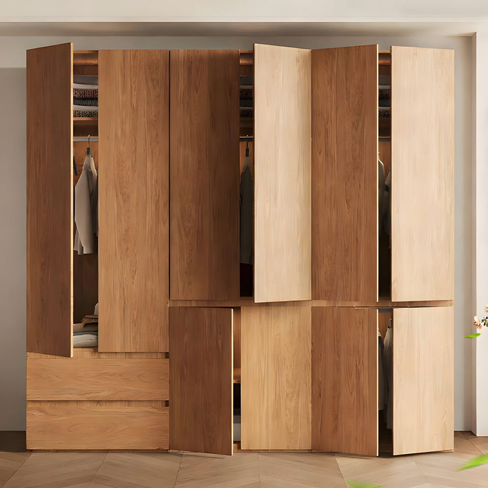 Vintage Wardrobe with Grooved Handle & Hanging Rod for Bedroom CWG-2136