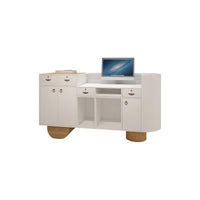 Color-Blocked Small Front Desk with 4 Drawers and Keyboard Tray for Salon and Pet Store JDT-1067