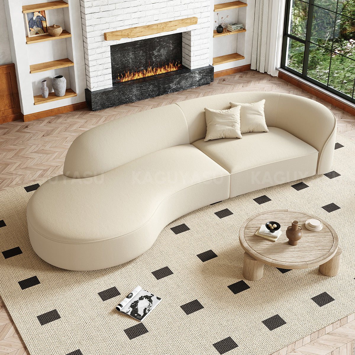 Minimalist Soft Curved Sofa with Single Armrest for Living Room SZ-SF-0003（In Stock）