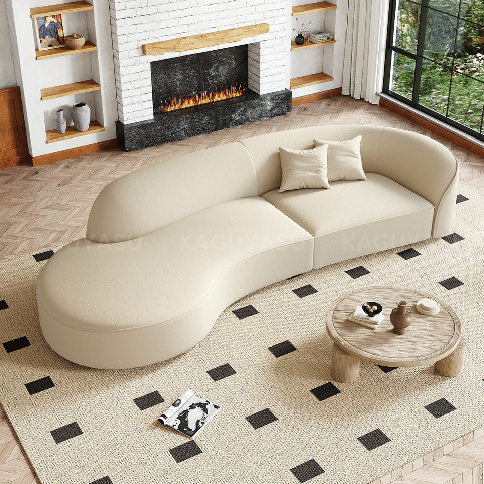 Minimalist Soft Curved Sofa with Single Armrest for Living Room SZ-SF-0003（In Stock）