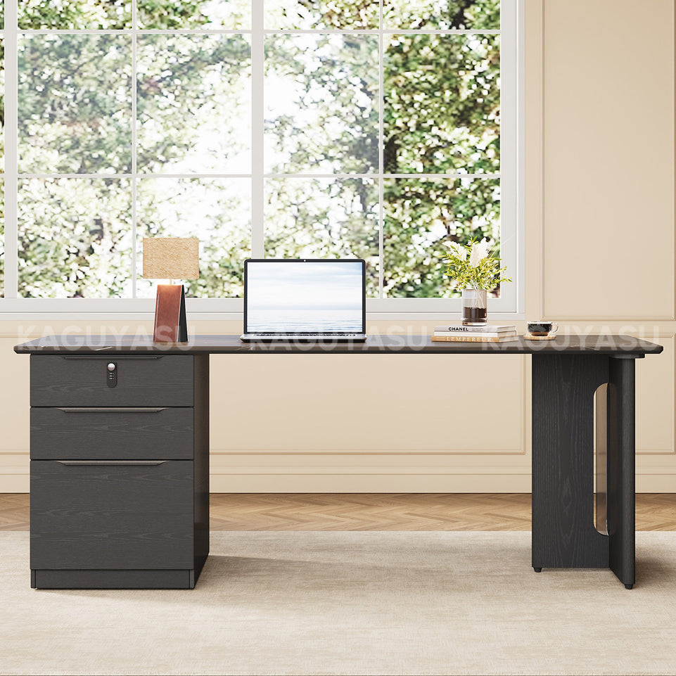 63-Inch Black Minimalist Office Desk with Large Storage Drawers for Office Use BGZ-2501