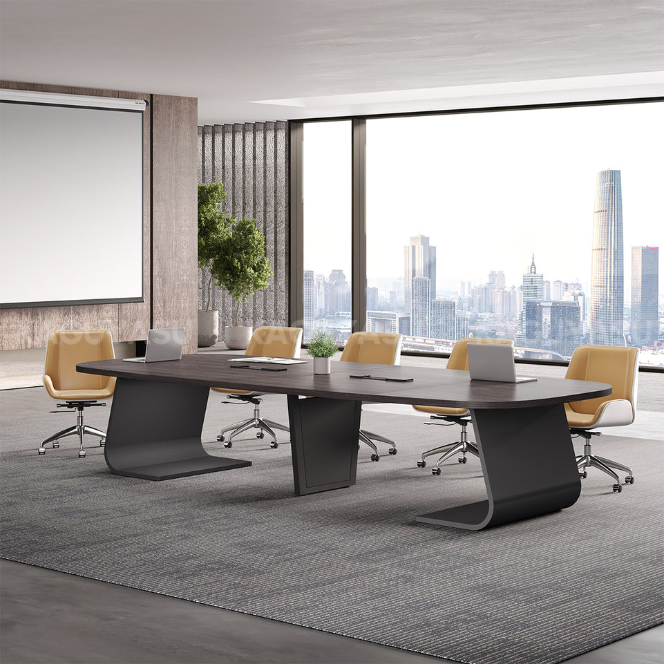 Executive Conference Table with Built-In Power Hub and Sculpted Stable Legs