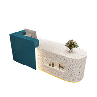 Color-Blocked Small Straight Reception Desk with Drawers and Keyboard Tray for Shops JDT-737