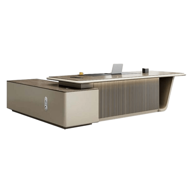 Luxury Executive Desk Modern Office Furniture L-Shape Corner Desk with Side Cabinet Dial Lock Customizable LBZ-10105