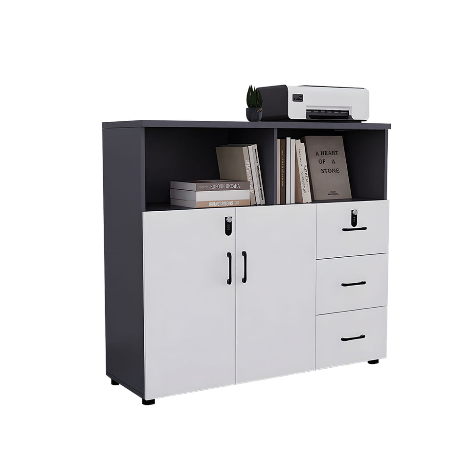 Stylish Lockable Wooden File Cabinet with Multi-Compartment Storage for Workspace CWG-2164