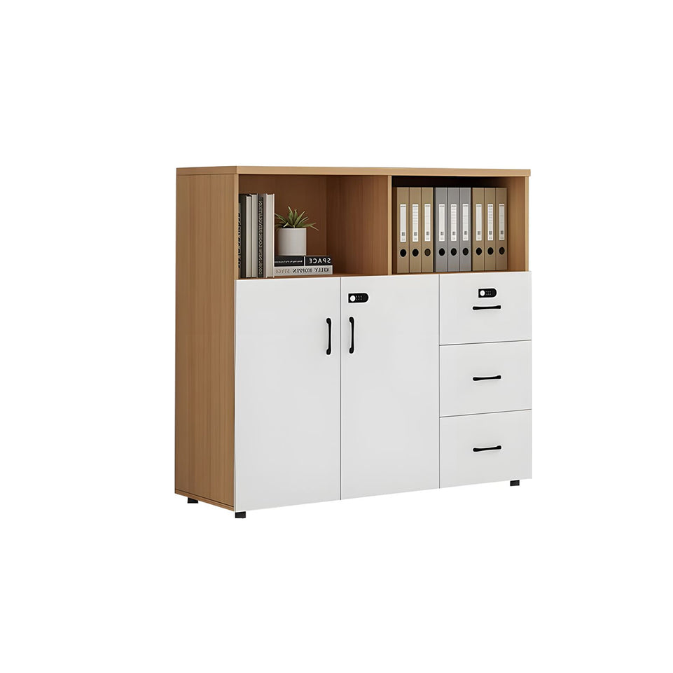 Stylish Multifunctional Office Storage Cabinet with Lockable Drawers for Workspace Organization, Printer Station, and Document Filing CWG-2167
