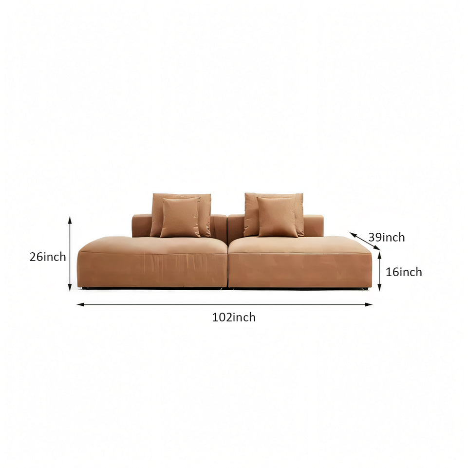 Italian Minimalist Tech Cloth Sectional Sofa Brown Chaise Lounge BSF-2005