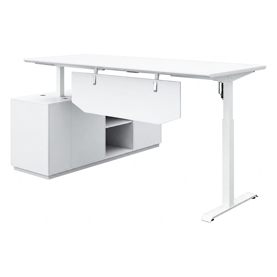 Height-Adjustable Executive Desk with Side Storage Cabinet