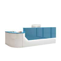 Curved L-Shaped Front Desk with Lockable Drawer and Storage Cabinet for Offices JDT-1060