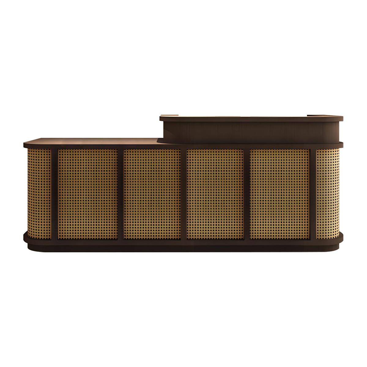 Vintage Minimalist Reception Desk Rattan Storage Keyboard Tray JDT-2295