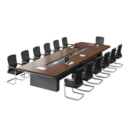 Rectangular Conference Table with Cable Management, Lumbar Support & Fluted Front