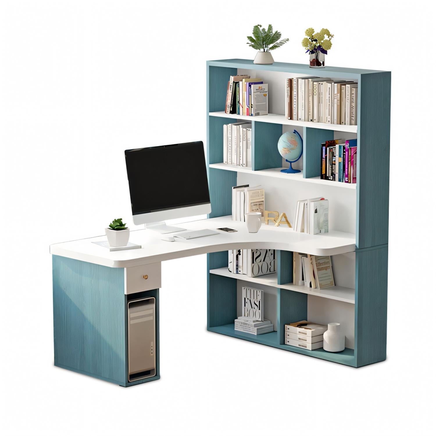 Corner Computer Desk with Bookshelf - Ideal for Students and Home Offices BGZ-164