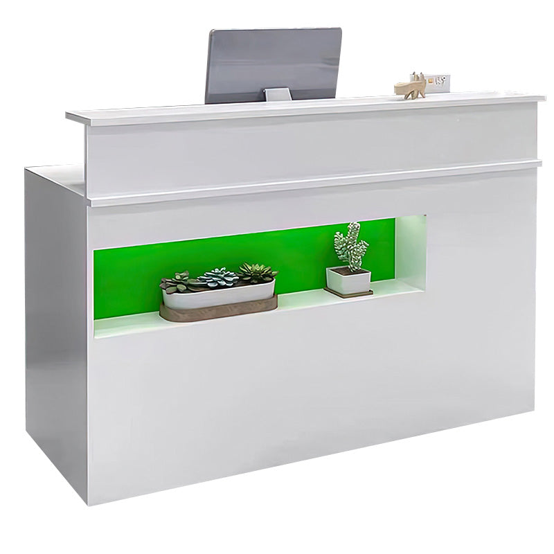 Hollow Design Small Front Desk with Display Window and Lockable Drawer for Shop JDT-1065