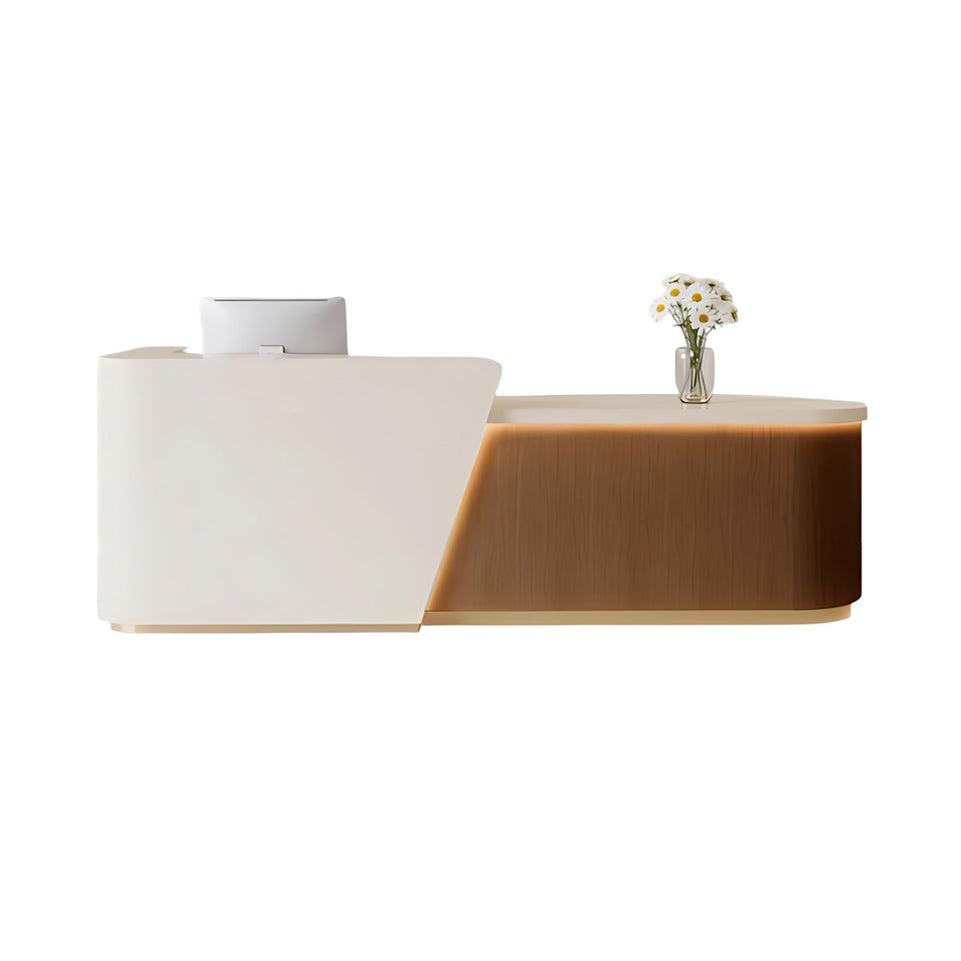 Elegant Reception Desk with LED Lighting & Spacious Storage for Offices & Salons JDT-2356
