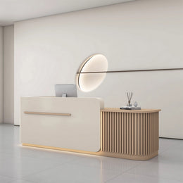 Salon Reception Desk 39-118 in Wide with Keyboard Tray, Lockable & File Drawers for Salon