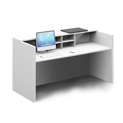 Color-Blocked Reception Desk with Compartments and Mobile Cabinet for Offices JDT-1096