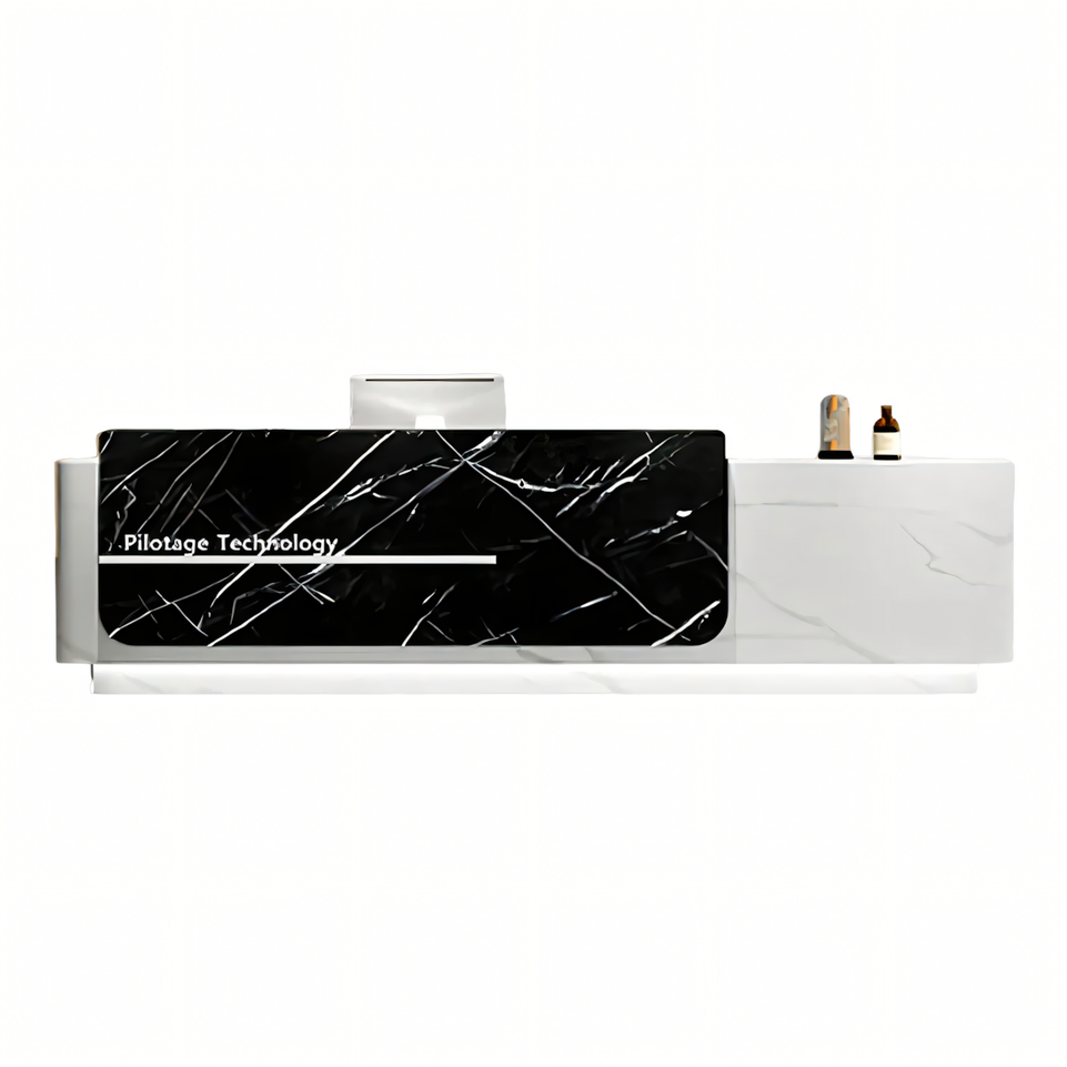 Color-Blocked Straight Reception Counter with Large Storage and Keyboard Tray for Salon JDT-050