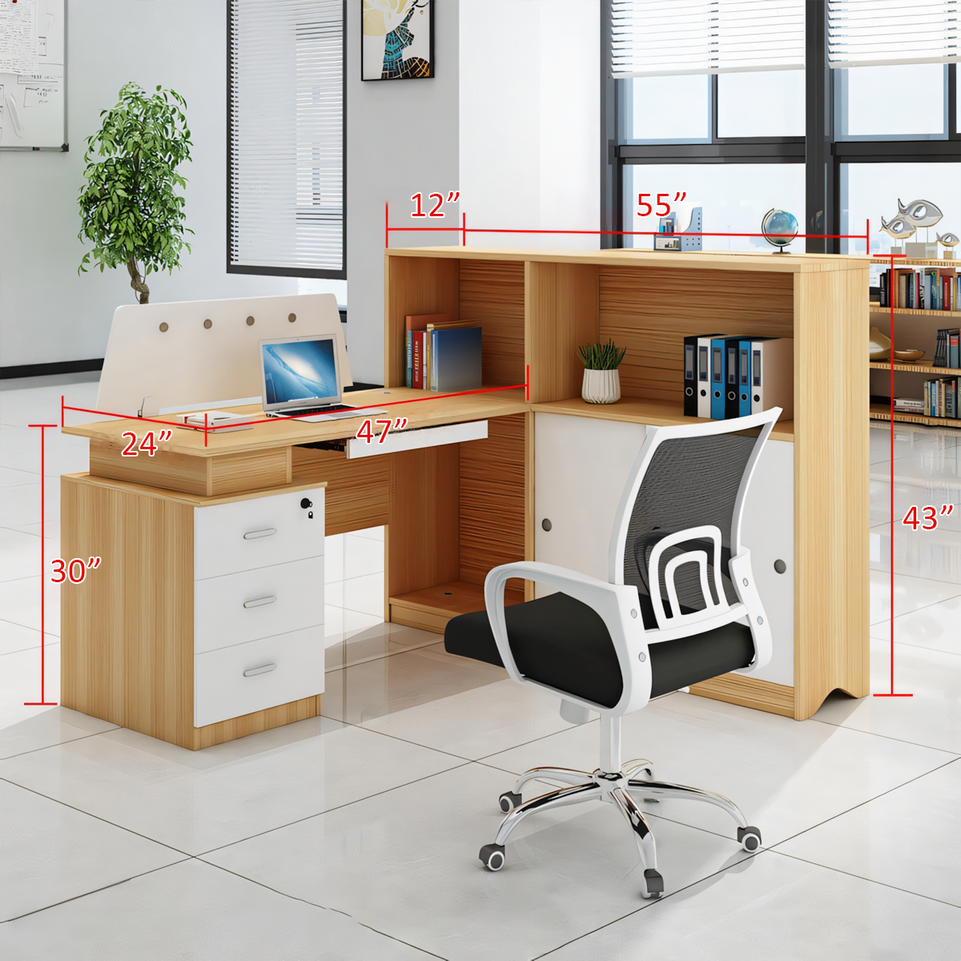 Modern Office Desk and Chair Set for Six with Partition Dividers BGZ-013