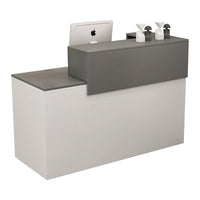 Double-layer Countertop Small Straight Reception Desk with Drawers and Keyboard Tray for Stores JDT-1086