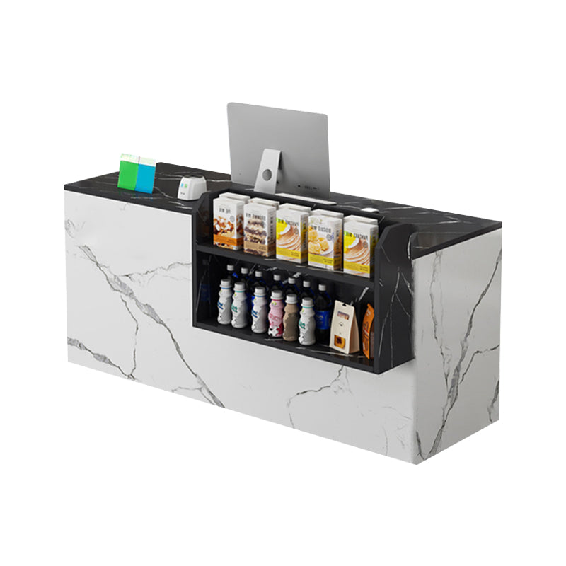 Curved Reception Counter with Keyboard Tray and Multiple Drawers for Salon and Clothing Store JDT-K051