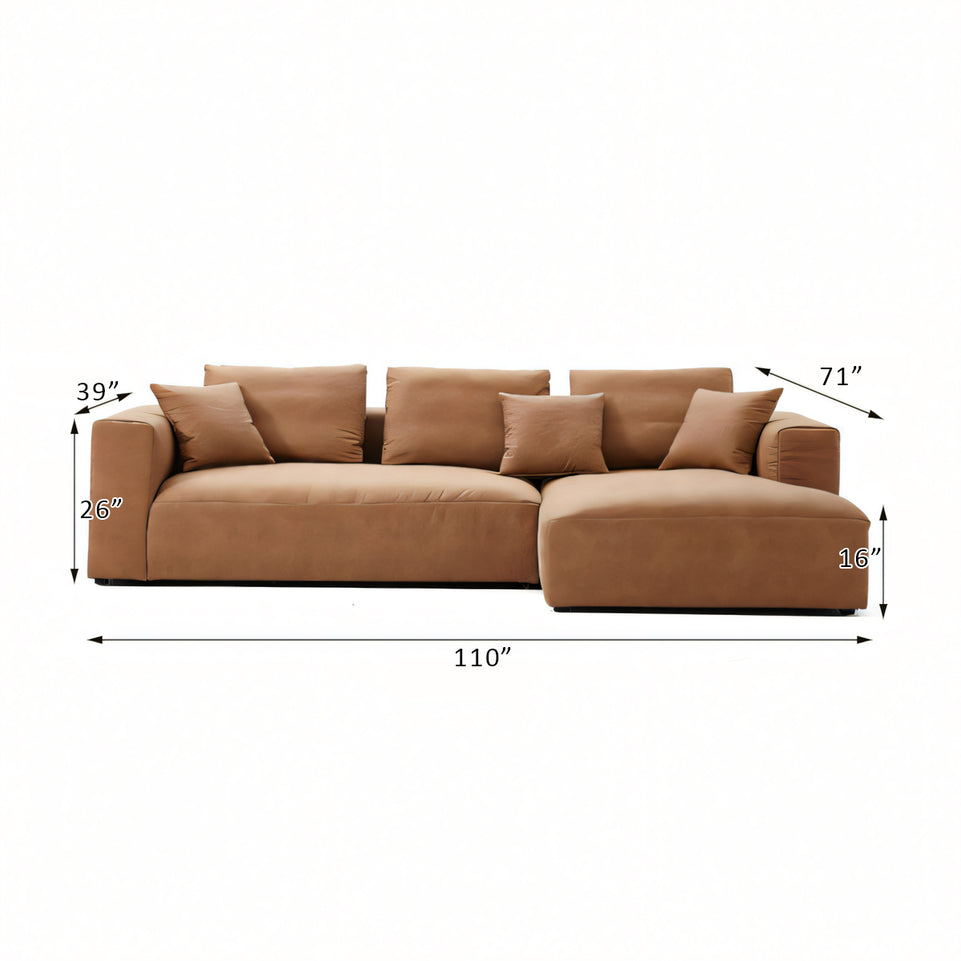 Italian Minimalist Tech Cloth Sectional Sofa Brown Chaise Lounge BSF-2005