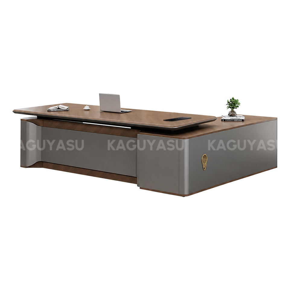 Premium Height-adjustable Executive Desk with Slide-out Power Outlet, Wireless Charging & Side Storage Cabinet (79–102")