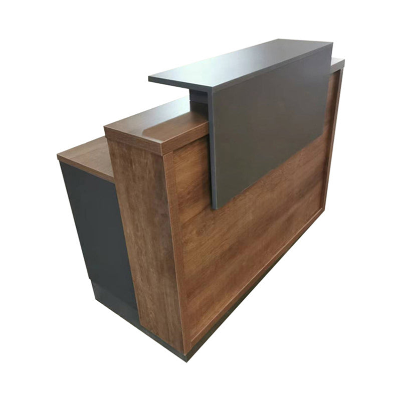 Rectangular Front Desk with Double-Tiered Countertop and Compartments for Commercial Spaces JDT-10135