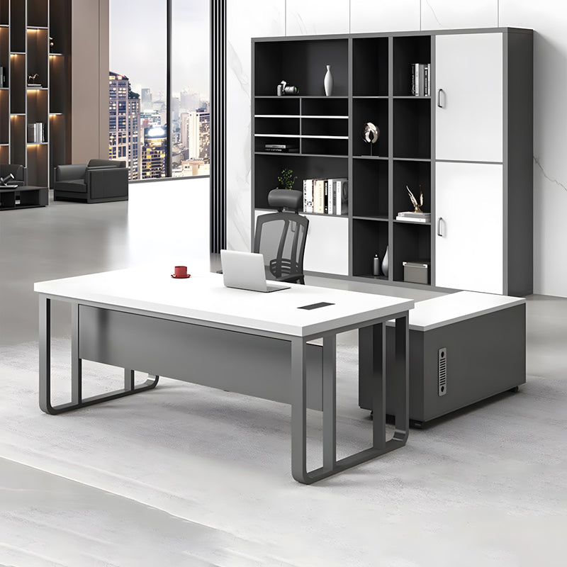 Modern Executive Desk with Cable Management & Side Storage