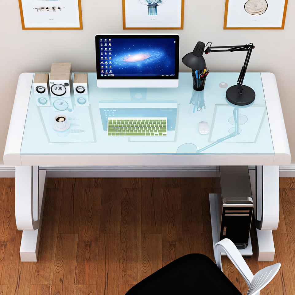 Stylish Tempered Glass Desk for Home Office and Study BGZ-033