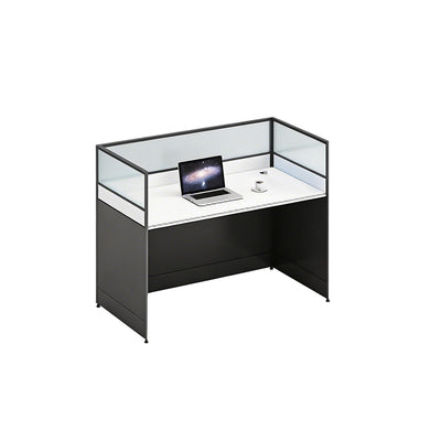 L-Shaped Office Desk and Chair Set with Screen, Modern Minimalist 4/6 Person Workstation BGZ-230