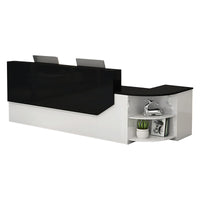 Color-Blocked L-Shaped Reception Desk with Storage for Training Centers and Offices JDT-761